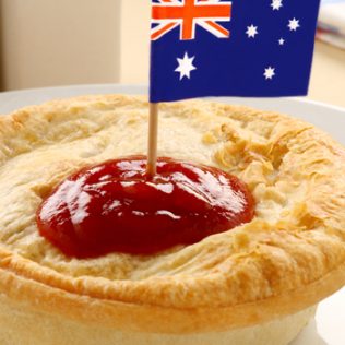 Aussie Meat Pie with Australian flag