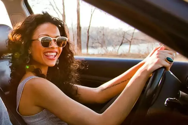 young woman driving